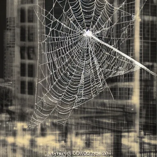 Prompt: cobweb in the city, creative photo manipulation, photoshop, digital art