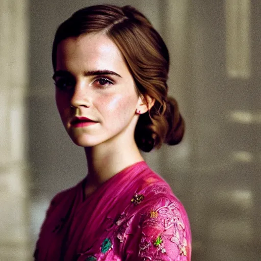 Prompt: 3 5 mm coloured film portrait of emma watson wearing kebaya, hyperrealism, photorealistic, detailed, atmospheric, 8 k, award winning photography, cinematic