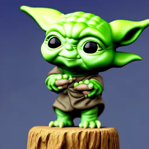 Prompt: cute isometric baby yoda funko pop