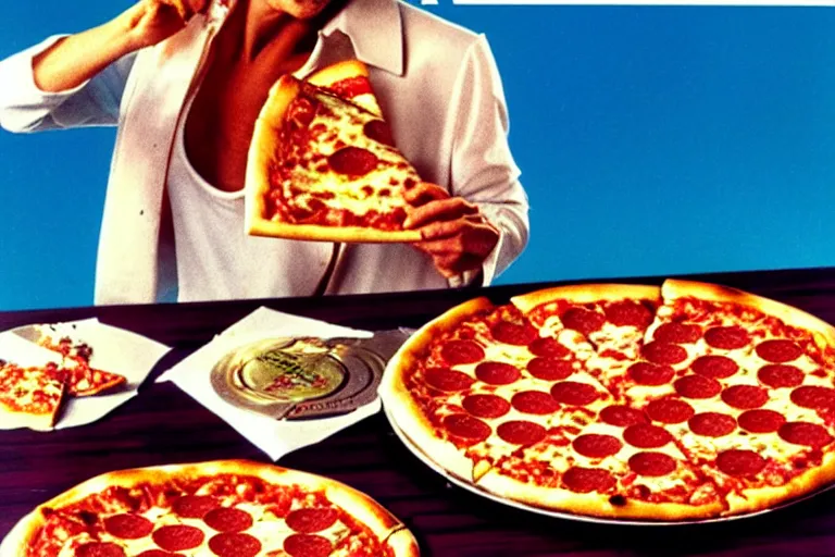 Image similar to 80s, pizza, advertisement