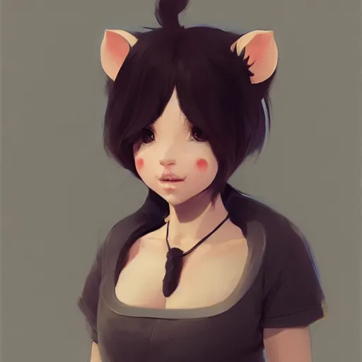 Image similar to character design portrait of an anthropomorphic furry rat girl with rat ears and a tail, 4 k, concept art, by wlop, ilya kuvshinov, artgerm, krenz cushart, pixiv.