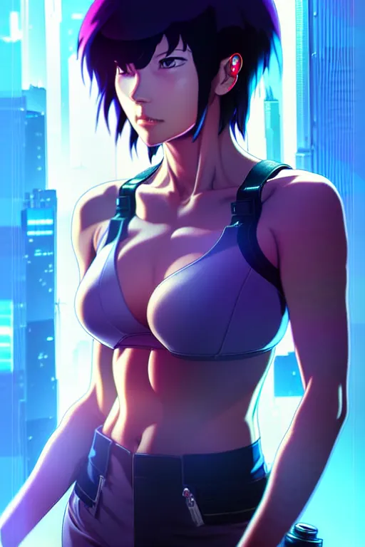 Prompt: a fullbody portrait of motoko kusanagi the major ghost in the shell stand alone complex, under repairs, maintenance by ilya kuvshinov, rossdraws, artgerm, sola digital arts, anti aliasing, raytracing