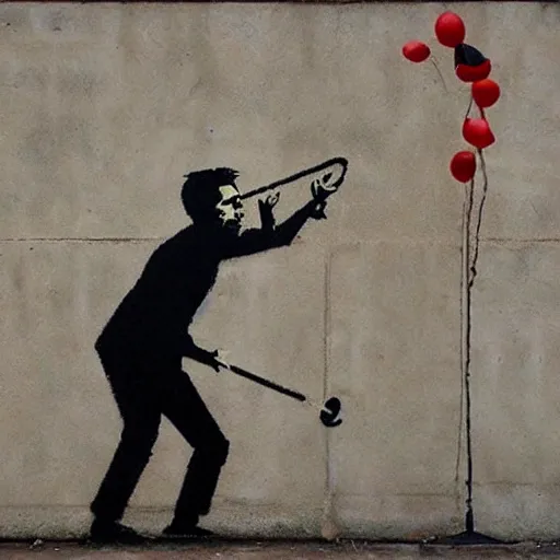 Image similar to orchestral concert art by banksy