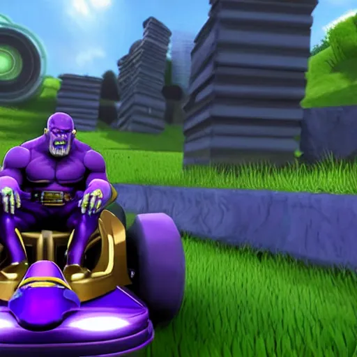 Image similar to Thanos is a character in Kart Tour game, screenshot gameplay,