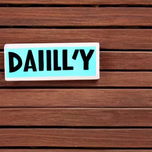 Prompt: a wooden sign that says daily!!!!!!!!!!!, marker, handwritten