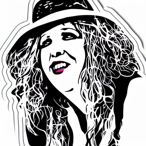 Image similar to stevie nicks playing guitar and singing, sticker - art, svg vector, adobe - illustrator