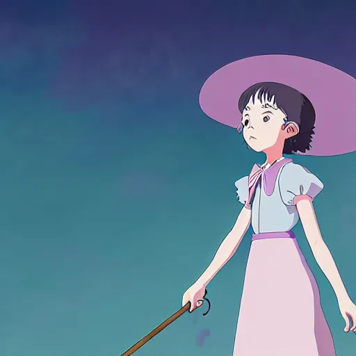 Image similar to a young women witch with a pastel aesthetic, studio ghibli, character design, fantasy, 8 k resolution