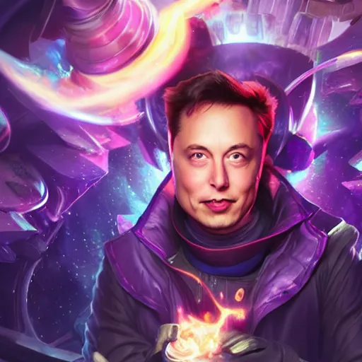 Image similar to portrait of elon musk willy wonka as a spellcaster, league of legends amazing splashscreen artwork, splash art, natural light, elegant, photorealistic facial features, intricate, fantasy, detailed face, atmospheric lighting, anamorphic lens flare, cinematic lighting, league of legends splash art, hd wallpaper, ultra high details by greg rutkowski