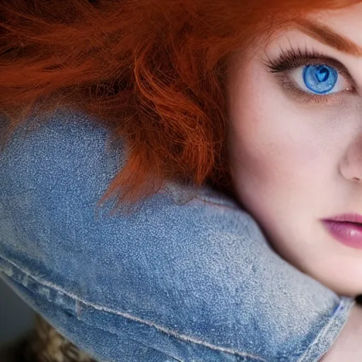 Image similar to young redheaded woman with blue eyes and detailed face