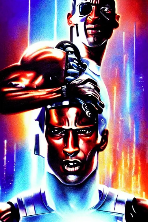 prompthunt: the terminator ( 1 9 8 4 ), 8 0's movie poster art, lakers kobe  bryant as a cyborg, terminator, fan art, digital art, vibrant, trending on  artstation