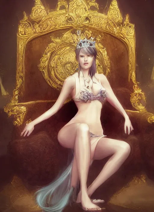 Prompt: princess on her throne by wlop