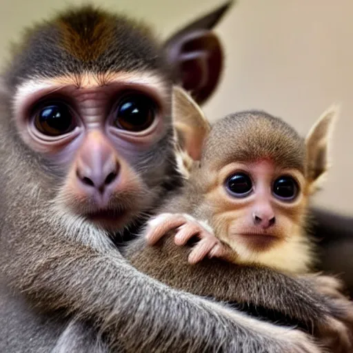 Prompt: a kangaroo baby monkey, kitten