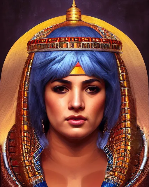 Prompt: Guy Fieri as a beautiful egyptian princess, gorgeous, portrait, powerful, intricate, beautiful, masterpiece, elegant, volumetric lighting, digital painting, highly detailed, artstation, sharp focus, illustration, William-Adolphe Bouguereau, Hajime sorayama, ruan jia