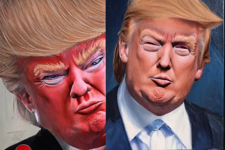 Image similar to Donald trump as the doll from Saw, oil on canvas, artstation, portrait, masterpiece, aesthetic