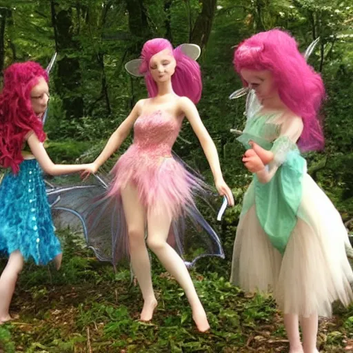 Image similar to fairy models giving a hand at one of their friends