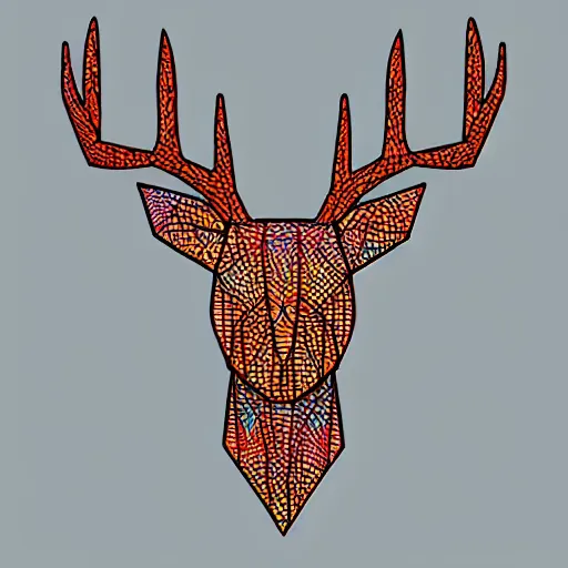 Prompt: geometric polygon deer illustration,