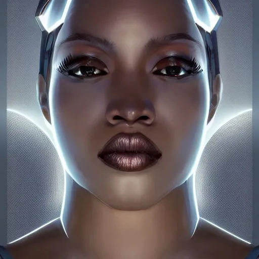 Image similar to symmetry!! solid cube of light, hard edges, product render retro - futuristic poster scifi, black face characters, intricate, elegant, highly detailed, digital painting, artstation, concept art, smooth, sharp focus, illustration, dreamlike, art by artgerm