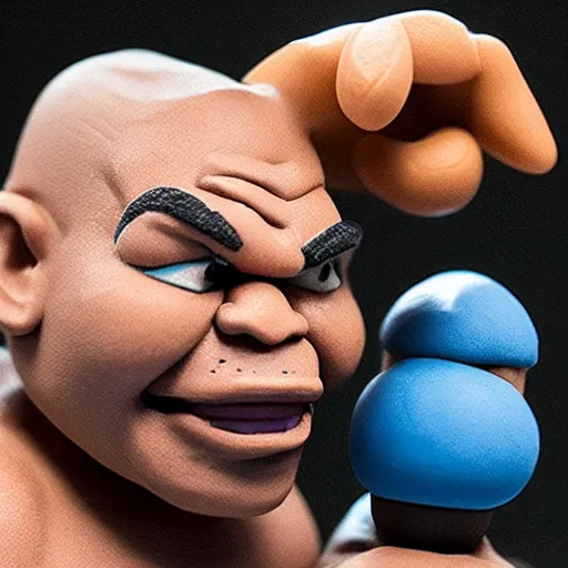 Prompt: claymation mike tyson vaping