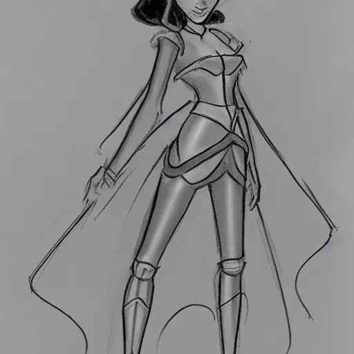 Image similar to milt kahl sketch of victoria justice as princess padme from star wars episode 3