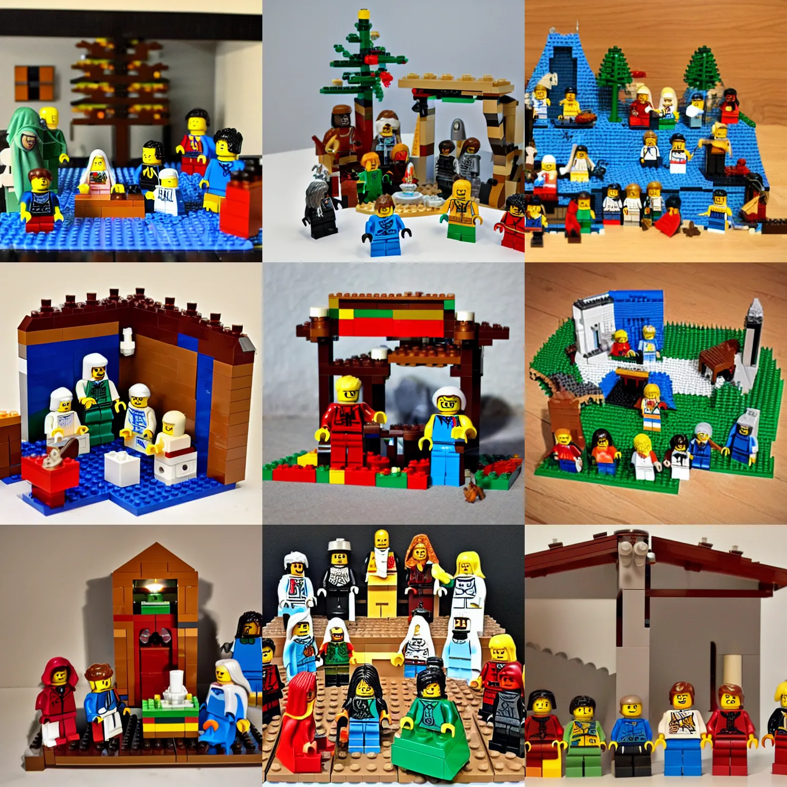 Prompt: lego nativity scene