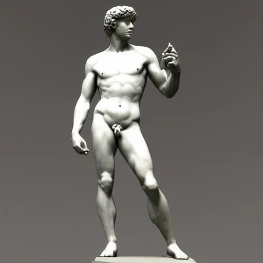 Prompt: 3 d render of sculpture of david made by michelangelo