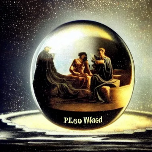 Image similar to plato's ideal world inside a crystal ball