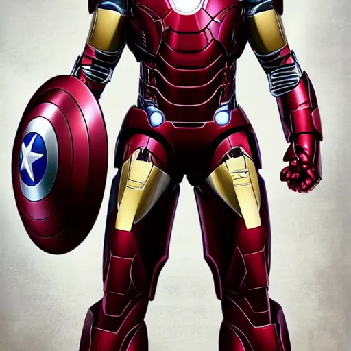 Prompt: iron man in captain america costume