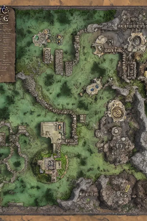 Prompt: a D&D fantasy tabletop game dungeon map with rooms, barracks, halls, with connecting caverns where at the end an ominous waterfall and pool reside, high quality, hd, realistic, by WOTC, Roll20, Wonderdraft, Craig Mullins, John Howe, trending on artstation