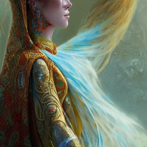 Image similar to a beautiful woman wearing algerian kaftan by alex gray and android jones , Karol Bak, Ayami Kojima, Amano , concept art, character design, fantasy,3D, 8k resolution