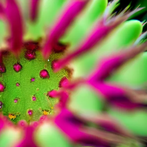 Image similar to microphotography of a flowering cactus, 4k UHD, 8k, 16k, 55mm lens