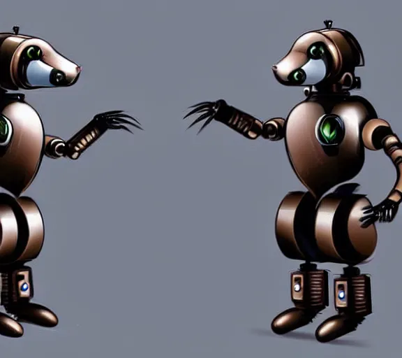 Prompt: futuristic steampunk ferret - shaped robot, cyberpunk concept art ferret - shaped mechanical robot