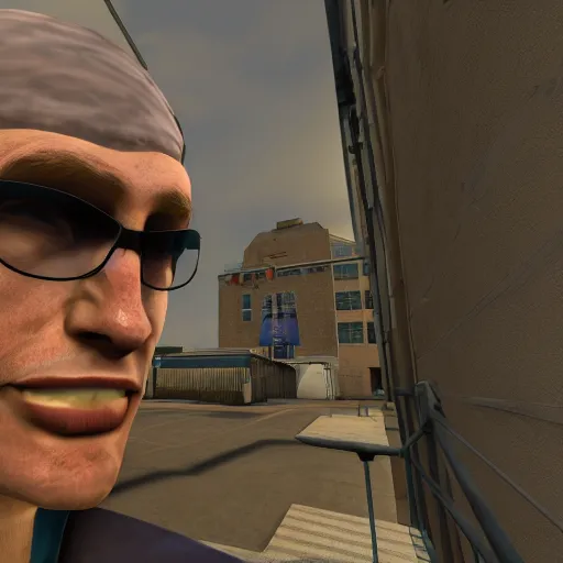 Image similar to jerma985 in half life 2, wide shot, portrait, unreal engine, in game screenshot, high definition, detailed