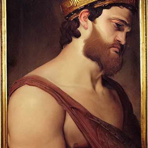 Prompt: bosski roman as greek god portrait