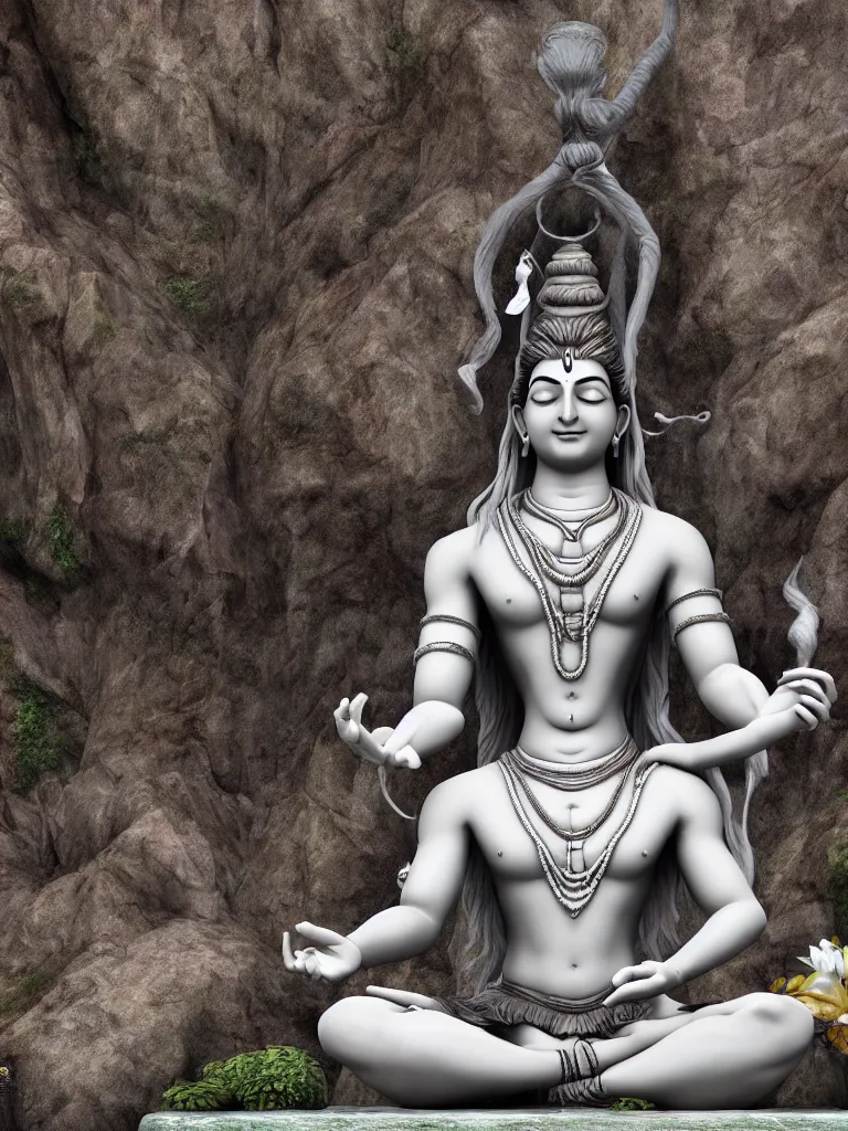 Prompt: lord shiva meditating, hyperrealistic, unreal engine