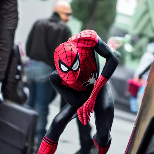 Image similar to Justin Bieber as Spiderman