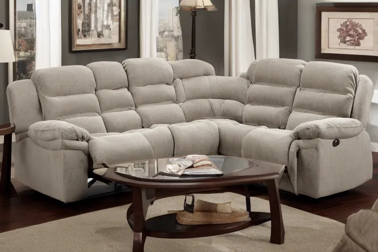 Prompt: Furniture magazine photo of a Couch with built-in toilets