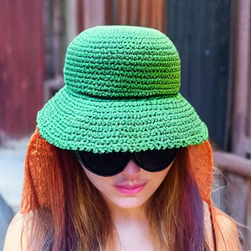 Image similar to crochet shrek bucket hat