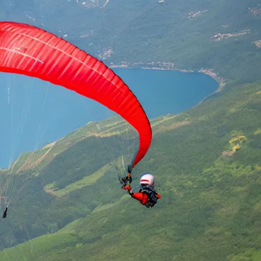 Prompt: a baby flying in a paraglider