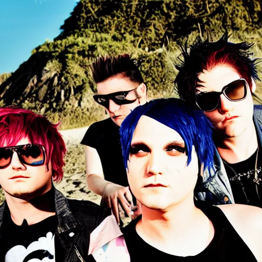 Image similar to holiday photos of My Chemical Romance on holiday at the beach