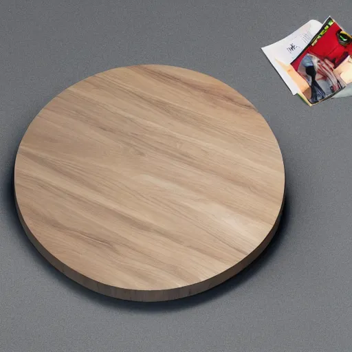 Prompt: a wooden table with a giant hole in the middle, magazine product photo