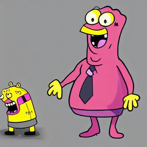 Prompt: Spongebob cosplaying as Lickitung, concept art