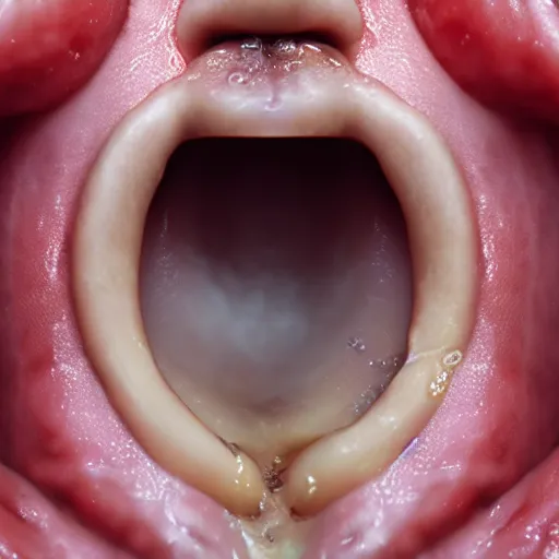 Image similar to soaking wet juicy uvula, 8 k, cinematic