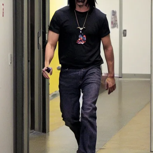 Image similar to keanu found wandering in the backrooms