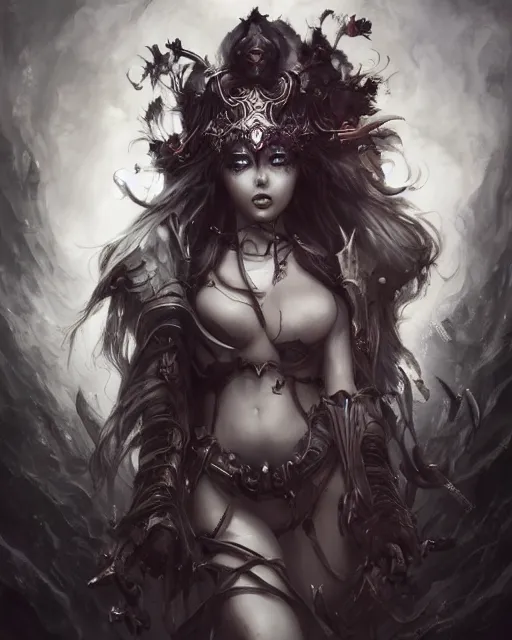 Prompt: death is swallowed up in victory, very detailed and beautiful womans face, screaming with fear, artwork by artgerm, centered shot, wide angle, full body, elfpunk