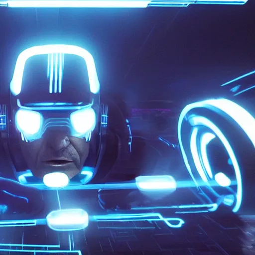 Image similar to film still of harrison ford in tron legacy ( 2 0 1 0 )