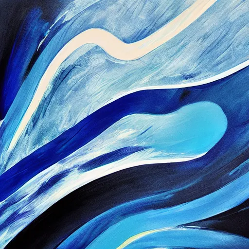 Prompt: A beautiful abstract painting of waves, blue color scheme, trending on artstation