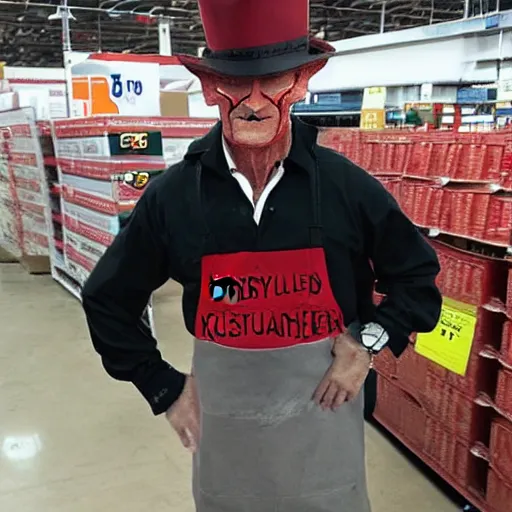 Image similar to Freddy Krueger working at Costco