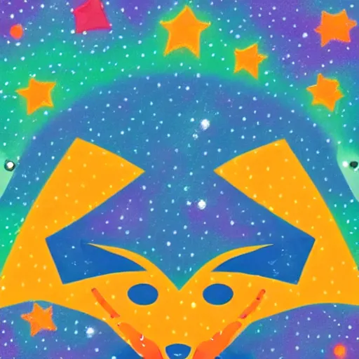 Prompt: a cute geometric fox on a cosmic background