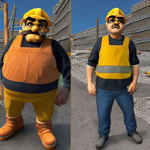 Image similar to realistic wario working at a construction site