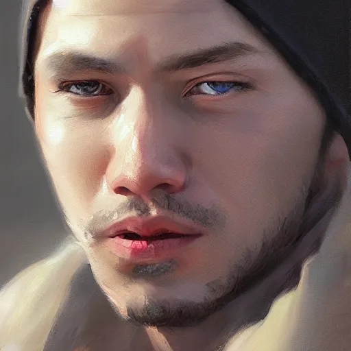 Image similar to emotionally cold man, concept art oil painting, portrait ethereal by jama jurabaev, extremely detailed, brush hard, medium, artstation